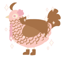 A rose and brown chicken with a lace pattern