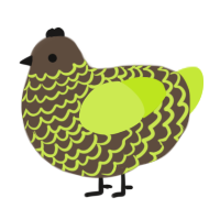 A bark and lime chicken with a lace pattern