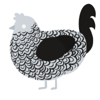 A mist and sable chicken with a double-lace pattern