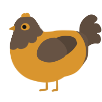 A orange and bark chicken with a head pattern