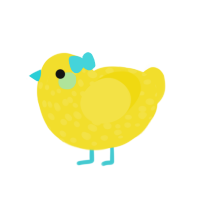 A yellow chicken with a speckle pattern