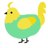 A spring and yellow chicken with a head pattern