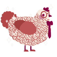 A cream and red chicken with a double-lace pattern