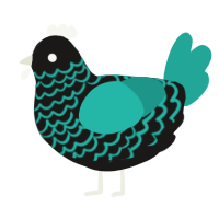 A sable and turquoise chicken with a lace pattern