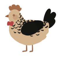 A beige and black chicken with a half-lace pattern