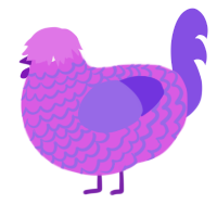 A orchid and blurple chicken with a lace pattern