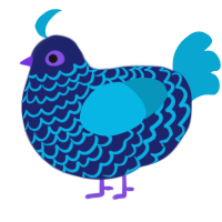 A navy and cerulean chicken with a lace pattern