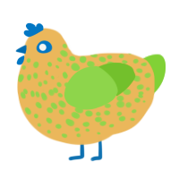 A honey and grass chicken with a speckle pattern