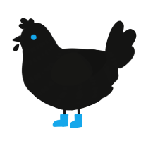 A black chicken with a bar pattern