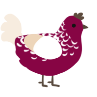 A maroon and cream chicken with a half-lace pattern