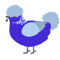 A indigo and silver chicken with a neck-speckle pattern