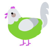 A grass and mist chicken with a head pattern
