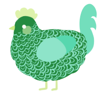 A viridian and mint chicken with a double-lace pattern
