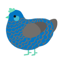 A sapphire and grey chicken with a lace pattern
