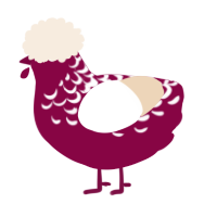A maroon and cream chicken with a half-lace pattern