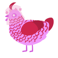 Fabuloso, a lavender and crimson chicken with a lace pattern