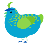 capri sun, a cerulean and grass chicken with a half-lace pattern