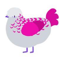 CURRENT Mopper, a mist and fuchsia chicken with a half-lace pattern