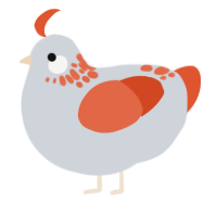 A mist and vermilion chicken with a neck-speckle pattern