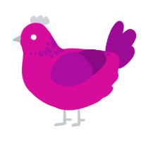 A fuchsia and plum chicken with a neck-speckle pattern