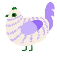 A cream and lilac chicken with a bar pattern