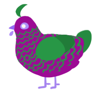A plum and viridian chicken with a lace pattern