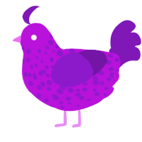 A amethyst and violet chicken with a speckle pattern