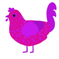 A fuchsia and amethyst chicken with a speckle pattern