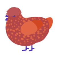 Sunburn, a red and vermilion chicken with a speckle pattern