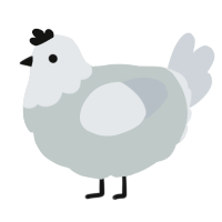 A silver and mist chicken with a head pattern