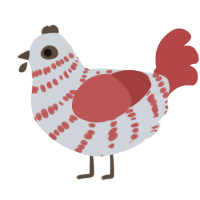 A mist and red chicken with a bar pattern