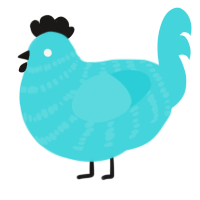 A aqua chicken with a bar pattern