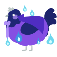 misfortune, a blurple and navy chicken with a head pattern