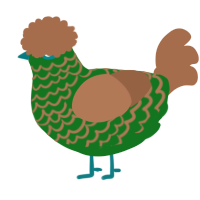 A leaf and brown chicken with a lace pattern