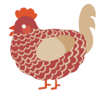 Profusion of Flowers, a red and beige chicken with a lace pattern