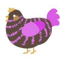 A bark and orchid chicken with a bar pattern