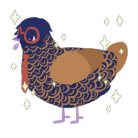 A navy and brown chicken with a double-lace pattern