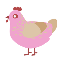 A pink and beige chicken with a half-lace pattern