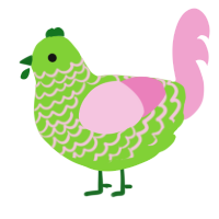 A grass and pink chicken with a lace pattern