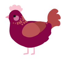 A maroon and red chicken with a neck-speckle pattern
