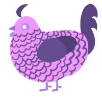 Pastel frills, a lavender and overcast chicken with a lace pattern
