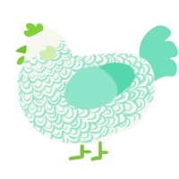 A white and mint chicken with a double-lace pattern