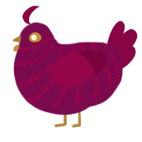 Velvety, a wine and maroon chicken with a bar pattern