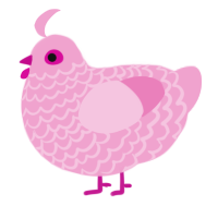 A pink chicken with a lace pattern