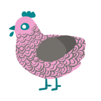 A pink and grey chicken with a double-lace pattern