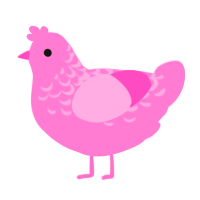 A pink chicken with a half-lace pattern