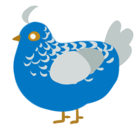 A sapphire and silver chicken with a half-lace pattern