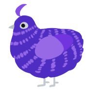 A indigo and blurple chicken with a bar pattern
