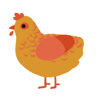 A orange and vermilion chicken with a half-lace pattern