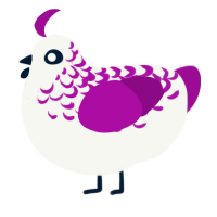 A white and plum chicken with a half-lace pattern
